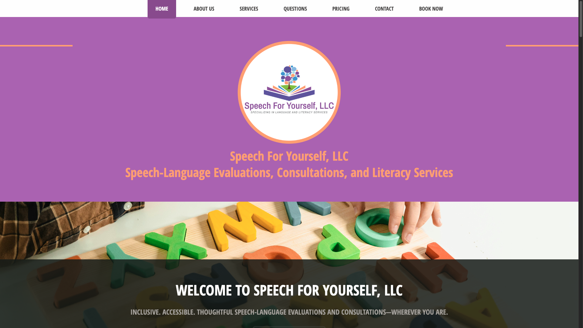screenshot of Speech For Yourself, LLC website: https://speech4yourself.com